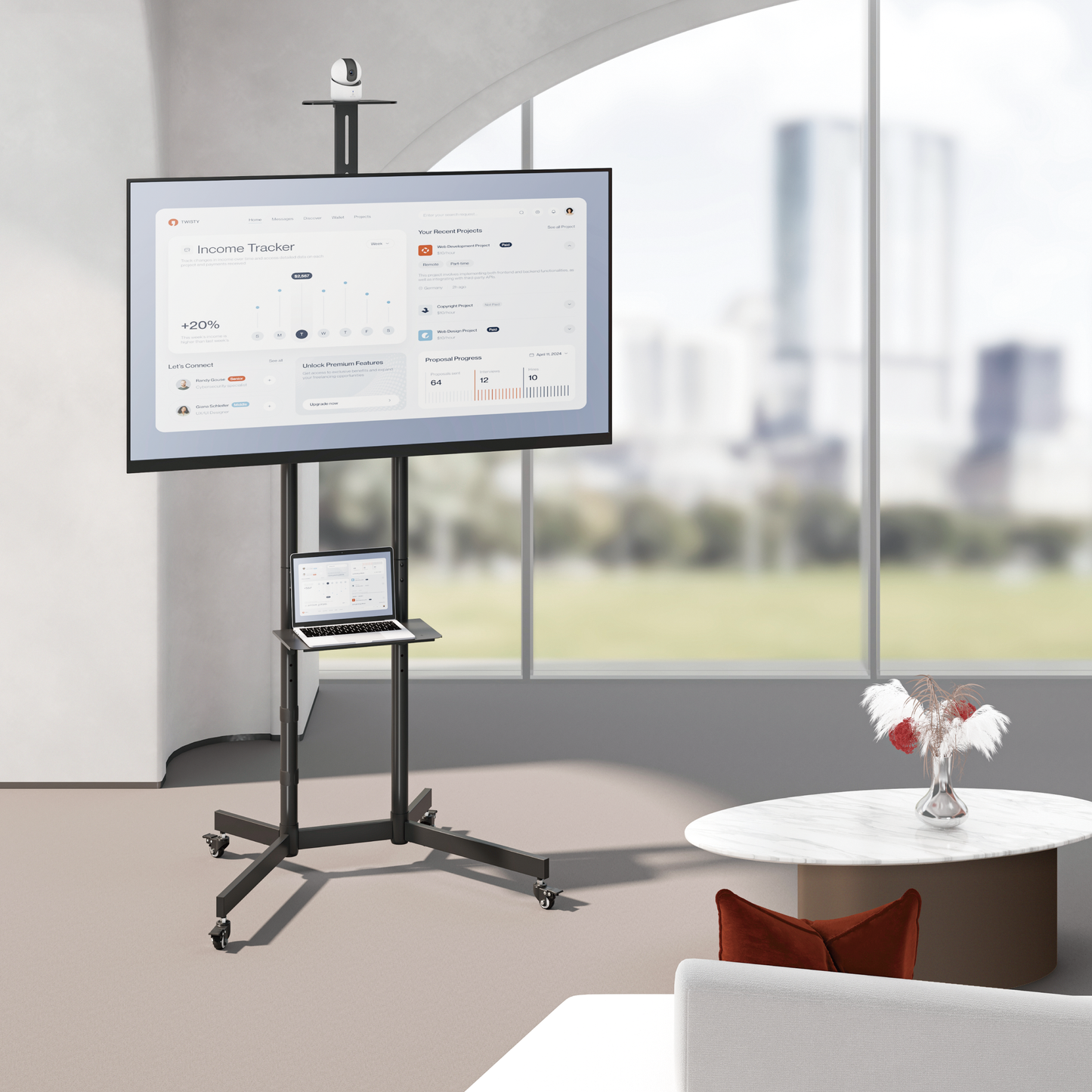 VSYS VTL-1042T Economical Mobile TV Cart with Camera Shelf