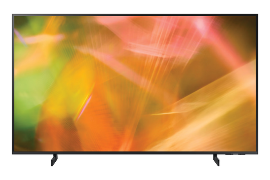 Samsung AU8000 Series Hospitality TV with AirSlim design installed in a luxury Dubai hotel room - Corporate AV Solution