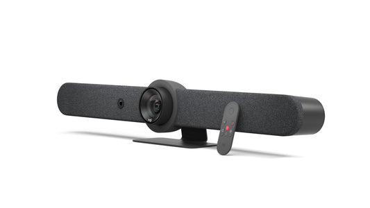 Logitech Rally Bar all-in-one 4K video conferencing bar in graphite for medium-sized meeting rooms.