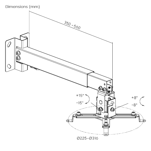 VSYS VPM-2G Universal Projector Ceiling Mount