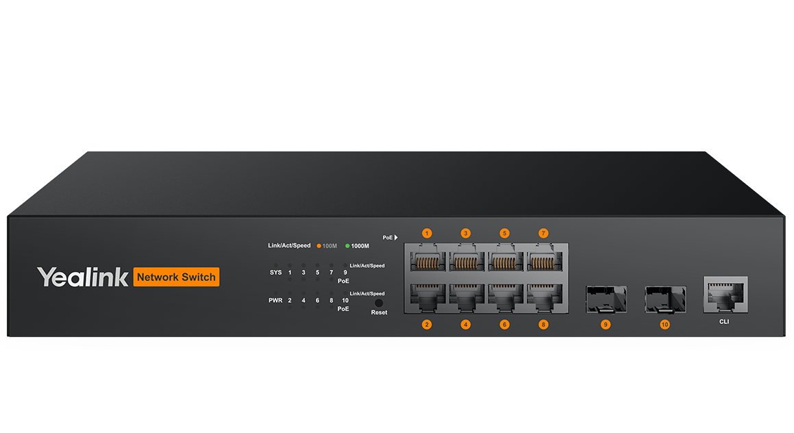 Yealink RCH80: 8-Port L2+ Managed PoE+ AV Switch