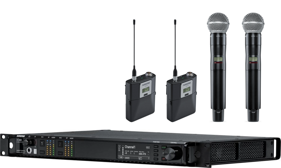 Shure Axient AD4D Two-Channel Digital Wireless Receiver Package