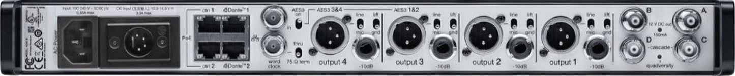 Shure Axient AD4Q-DC Four-Channel Digital Wireless Receiver - B Band