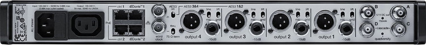 Shure AD4QNP=-B 4-Channel Digital Wireless Receiver for AD / ADX Transmitters - B Band - 606-810 MHz