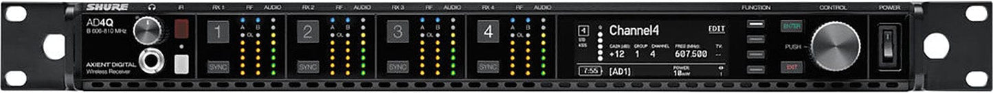 Shure AD4QUS=-C 4-Channel Digital Wireless Receiver with US Power Supply - C Band