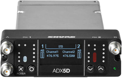 Shure ADX5D=-A Axient Digital Dual-Channel Portable Wireless Receiver - 470-636 MHz