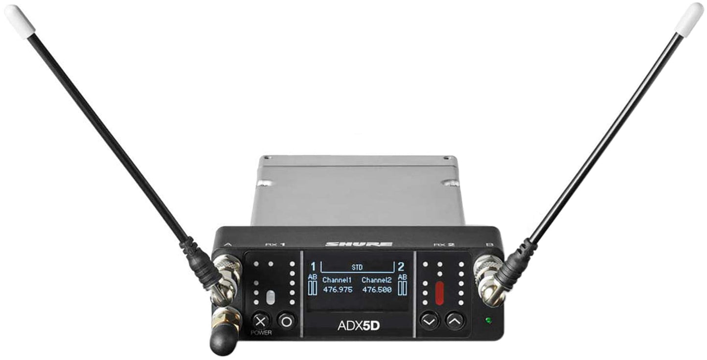 Shure ADX5D=-A Axient Digital Dual-Channel Portable Wireless Receiver - 470-636 MHz