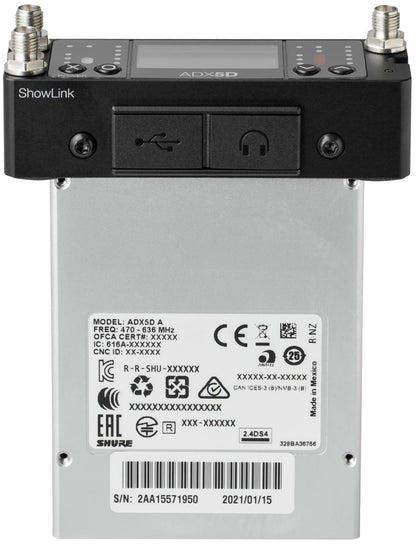 Shure Axient ADX5DUS Digital Dual-Channel Portable Wireless Receiver - A Band