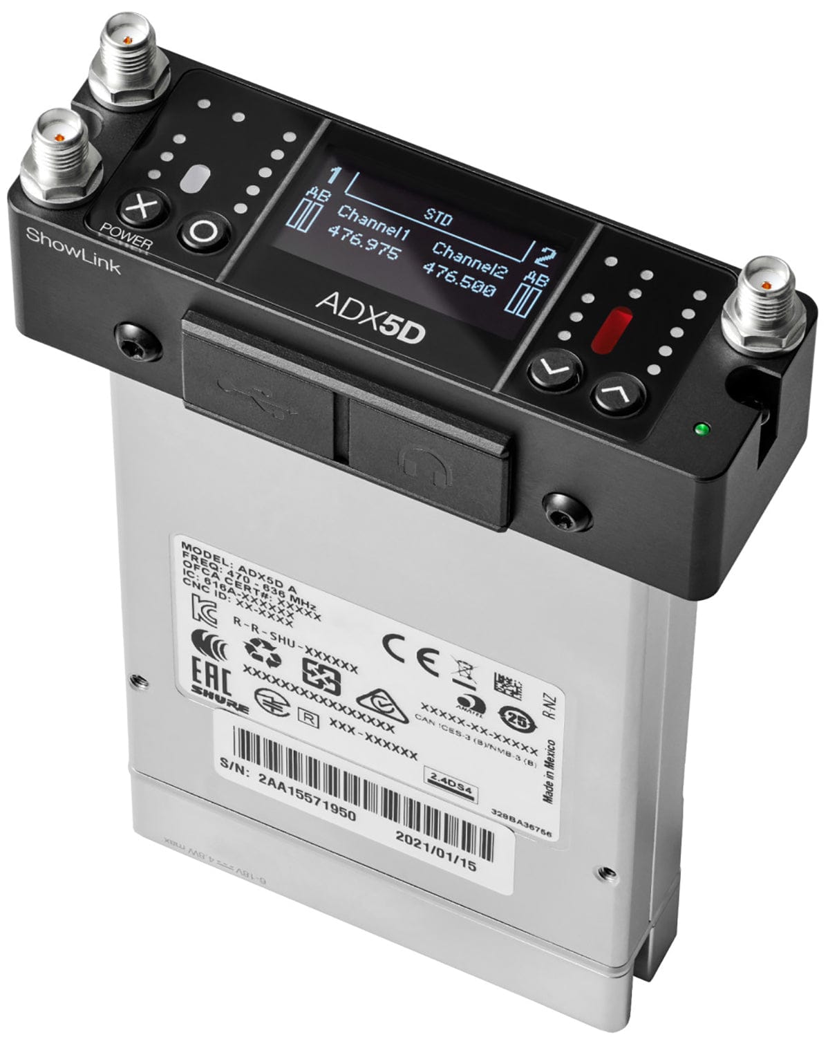 Shure Axient ADX5DUS Digital Dual-Channel Portable Wireless Receiver - C Band