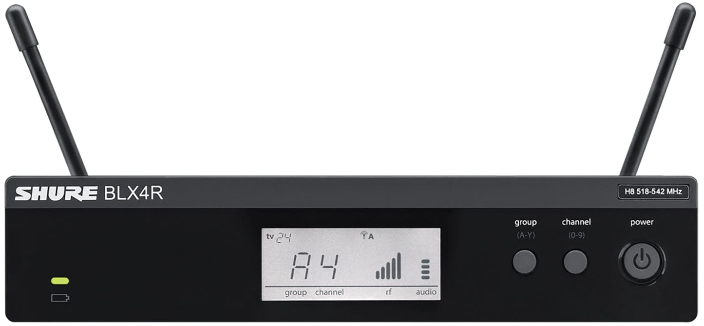 Shure BLX14R Wireless Rack-mount Instrument System with Beta 98H/C Clip-on Gooseneck Microphone - H11 Band