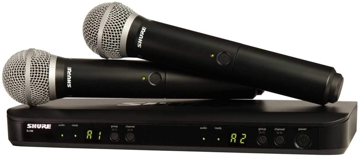 Shure BLX288/PG58 Wireless Dual Handheld Microphone System with PG58 Mics - H11 Band