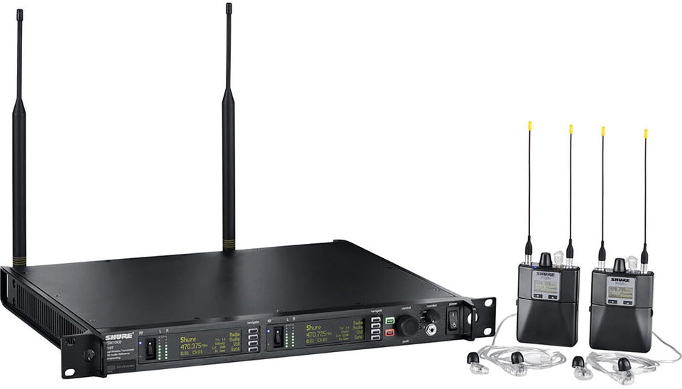 Shure P10TR+425CL-H22 PSM1000 Monitor System - Dual Transmitter/2x Bodypacks/2x Earphones - H22 Band