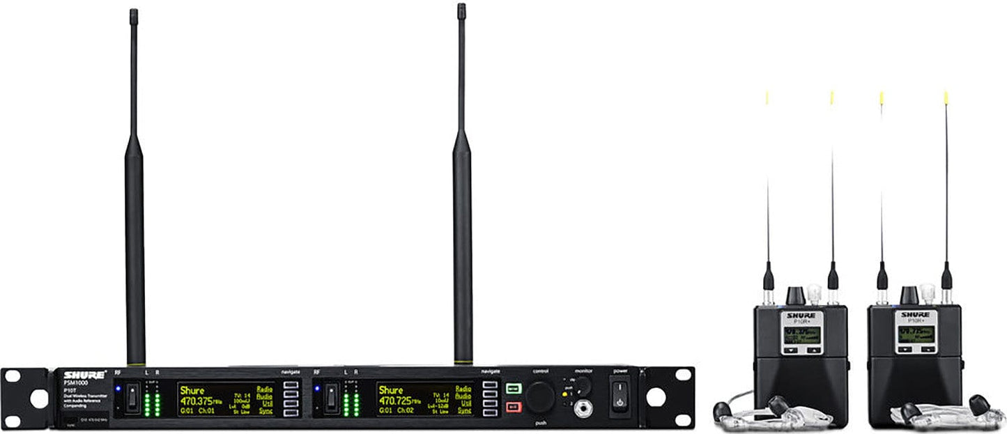 Shure P10TR+425CL-H22 PSM1000 Monitor System - Dual Transmitter/2x Bodypacks/2x Earphones - H22 Band