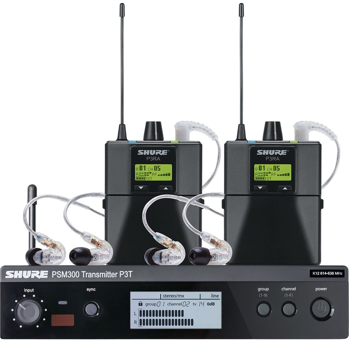 Shure P3TRA215TWP-G20 PSM300 Twinpack Pro Monitoring System with Earphones - G20 Frequency