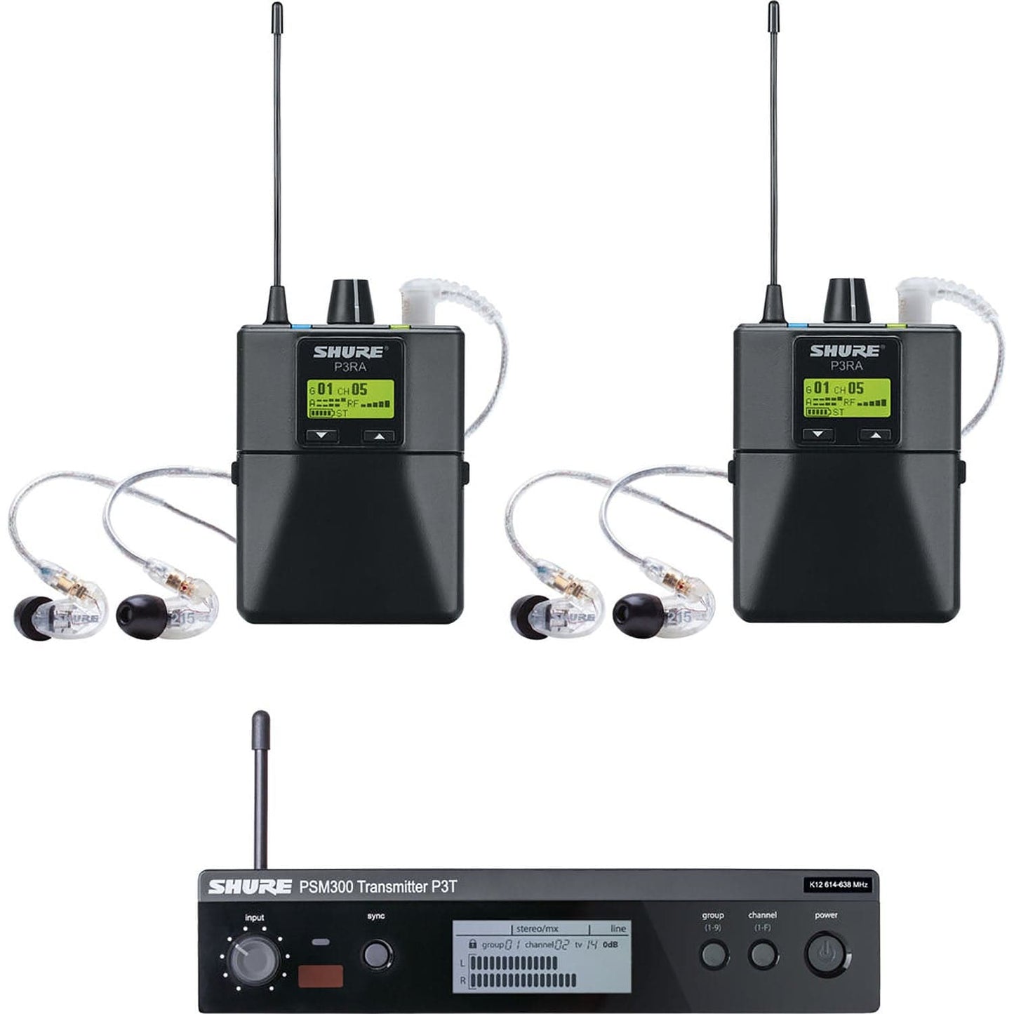 Shure P3TRA215TWP-G20 PSM300 Twinpack Pro Monitoring System with Earphones - G20 Frequency