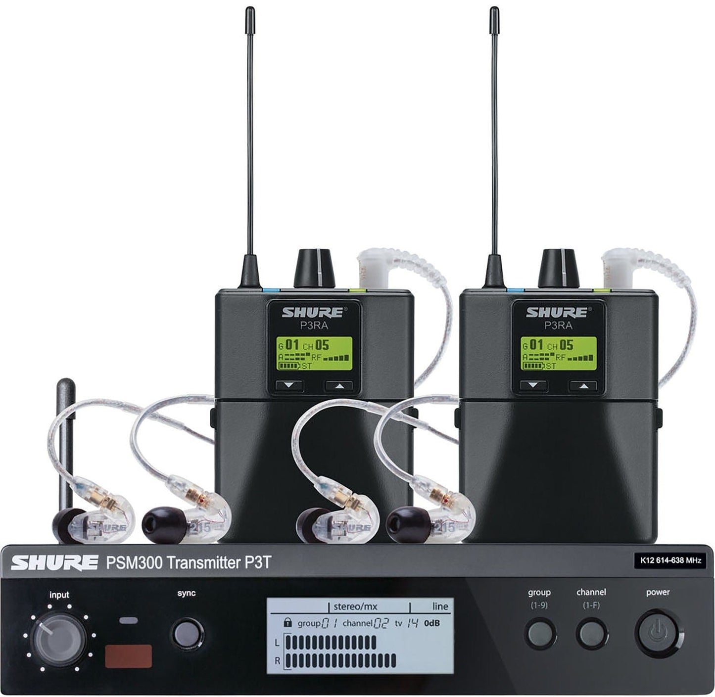 Shure P3TRA215TWP-H20 PSM300 Twinpack Pro Monitoring System with Earphones - H20 Frequency