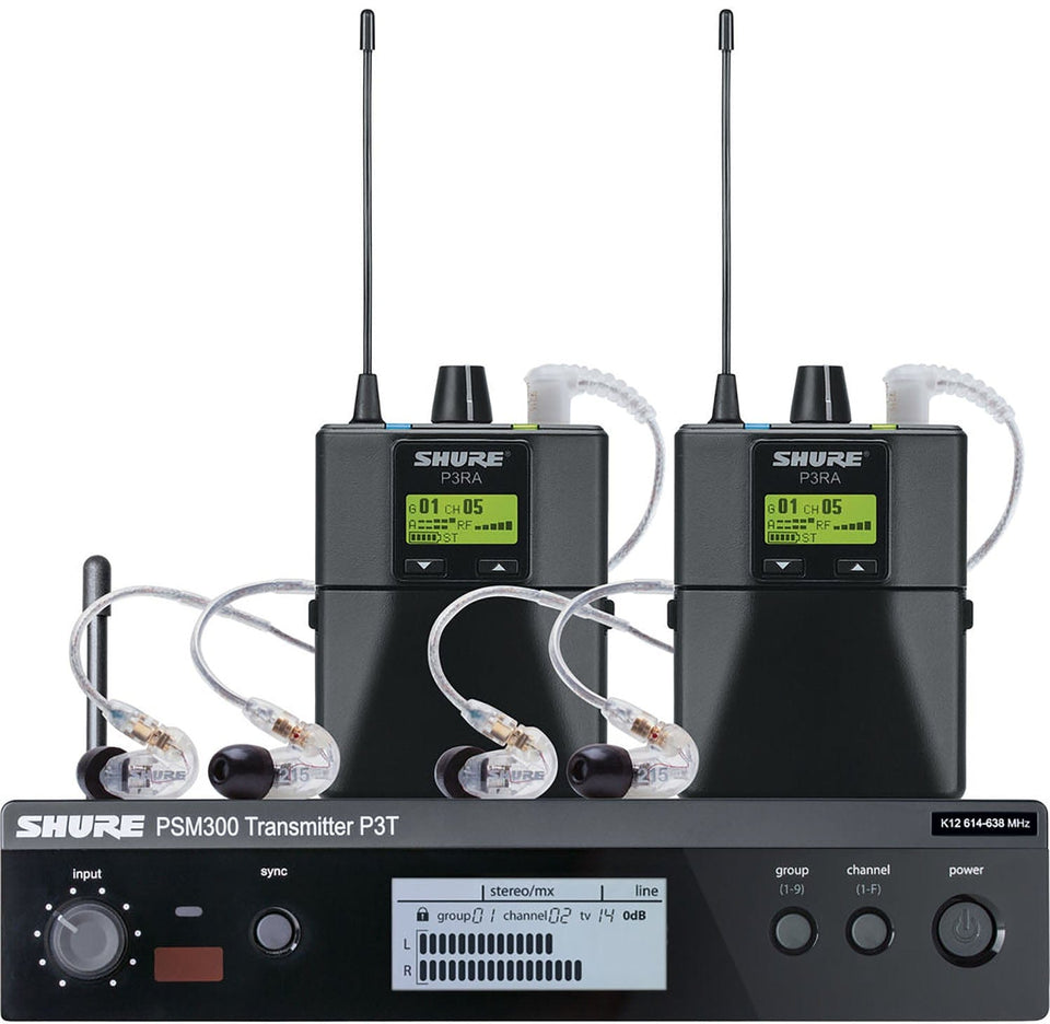 Shure P3TRA215TWP-H20 PSM300 Twinpack Pro Monitoring System with Earphones - H20 Frequency