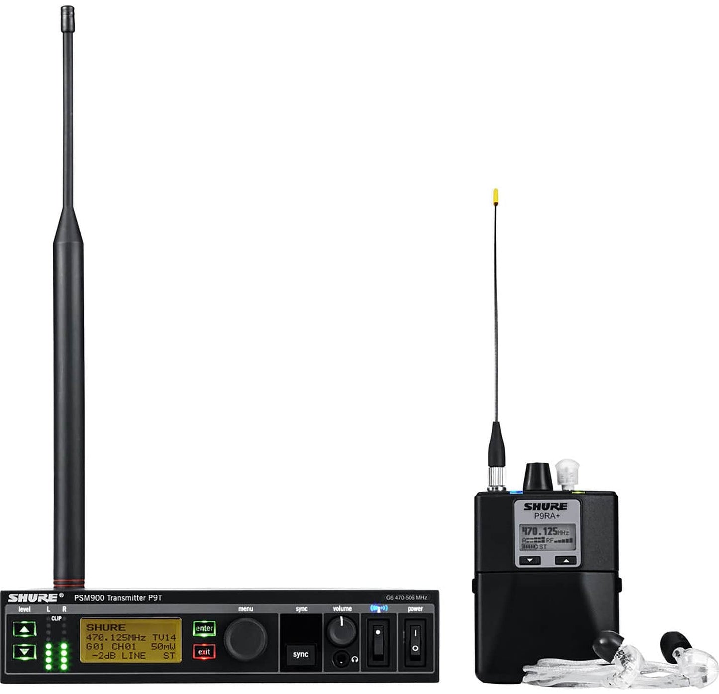 Shure P9TRA+425CL-G6 PSM900 Personal Monitor System - Transmitter/Bodypack/Earphones - G6 Band