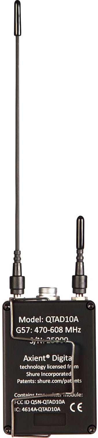 Shure QTAD10A=-K55 AD10A AquaMic Waterproof Submersible Wireless Bodypack Transmitter - 606-694 MHz