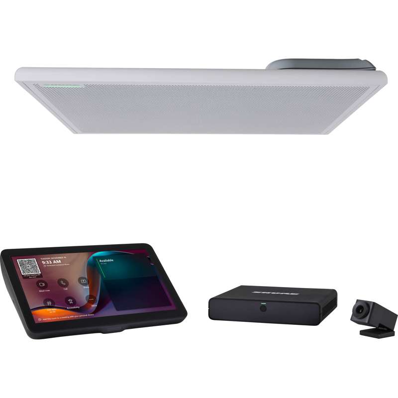 Shure IntelliMix Room Kit 30 with MXA902 ceiling array, touch panel, compute and Huddly IQ camera