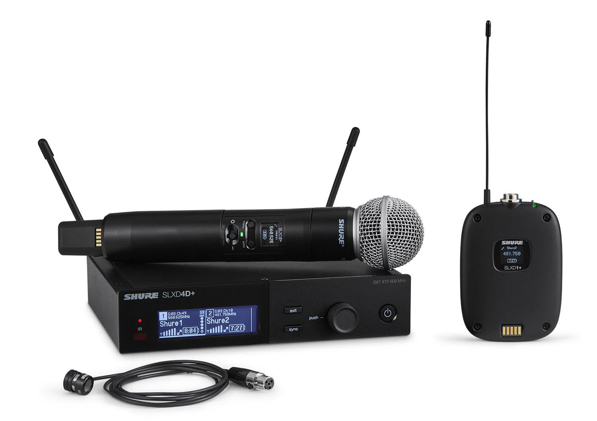 Shure SLXD124+/85M-G57 Digital Combo Wireless Mic Systems, SM58, WL185