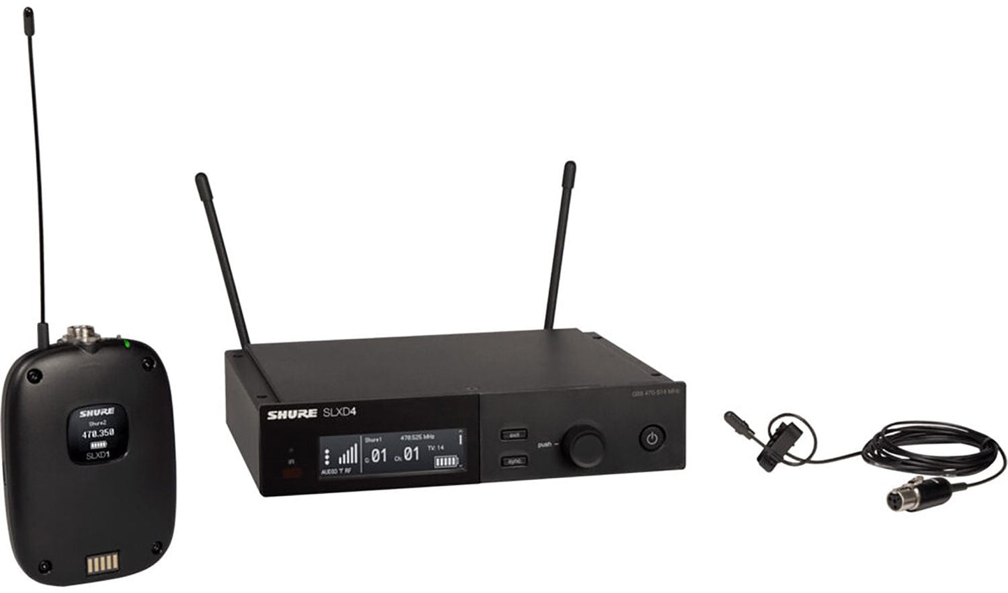 Shure SLXD14 Wireless System with SLXD1 Bodypack Transmitter and DL4 Lavalier Microphone - G58 Band