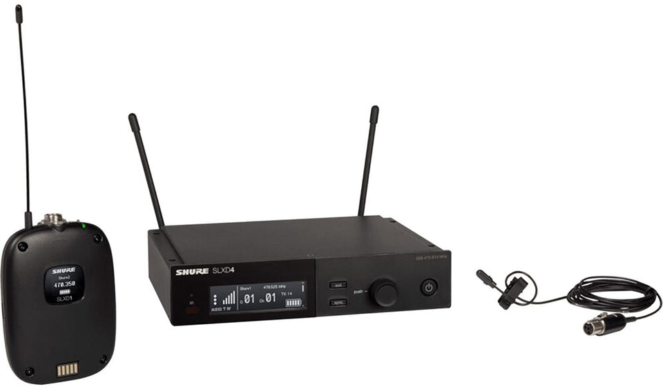 Shure SLXD14 Wireless System with SLXD1 Bodypack Transmitter and DL4 Lavalier Microphone - G58 Band