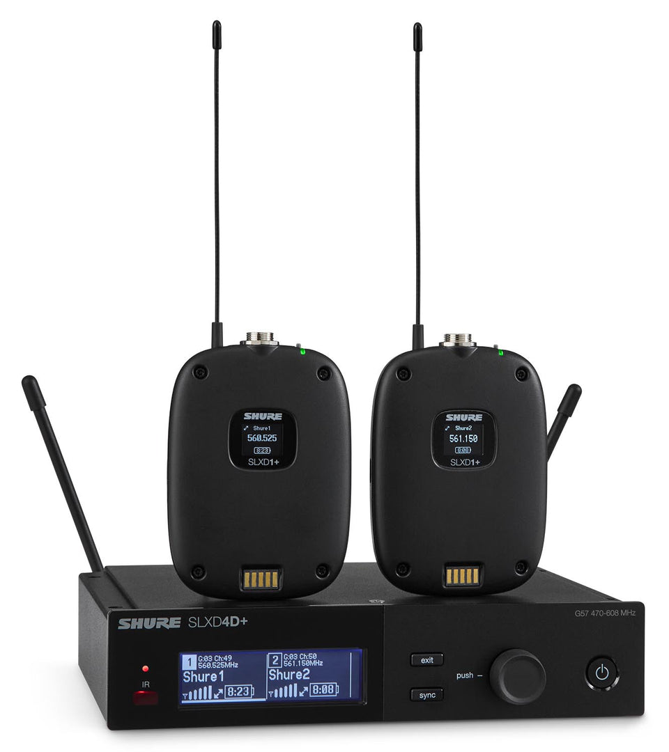 Shure SLXD14D+-G57 Digital Wireless Bodypack Transmitter w/ Dual-Channel Digital Wireless Receiver