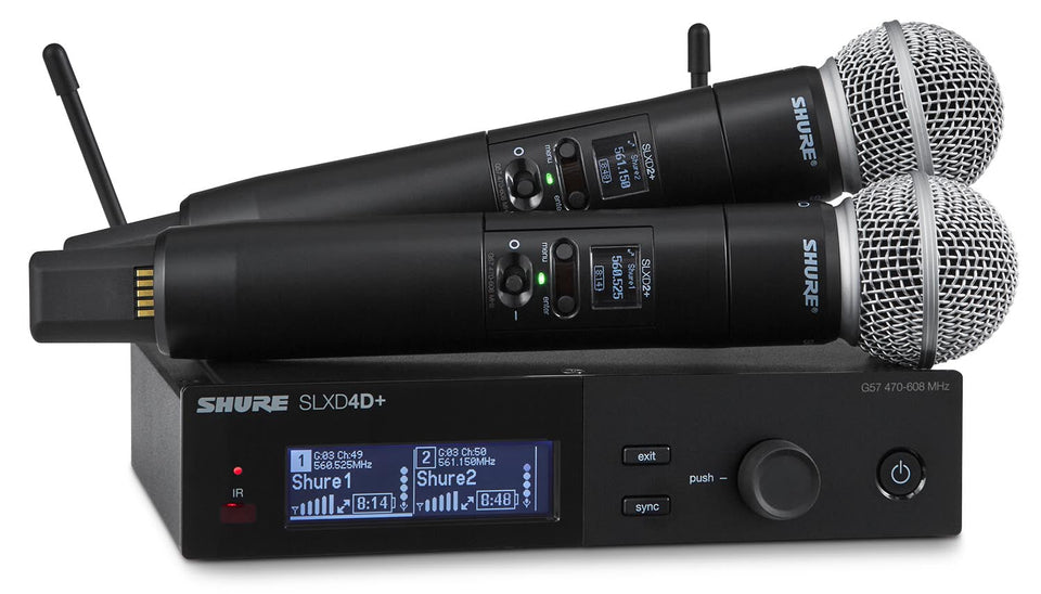 Shure SLXD24D+/58-G57 Digital Wireless Handheld System, Dual-Channel Receiver, SM58