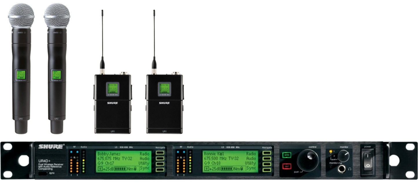 Shure UR4D+ H4 Dual receiver Used Package