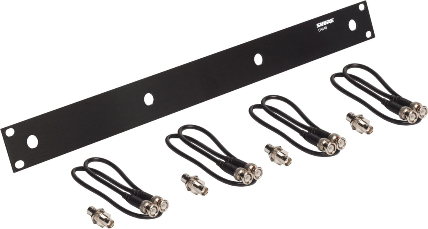 Shure UA440 Front Mount Antenna Kit- 4x 2-Feet BNC-BNC Coaxial Cables and 4x Bulkhead Adapters (Requires Full Rack Space)