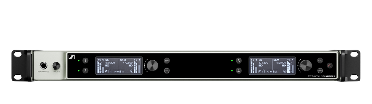 Sennheiser EW-DX EM 4 DANTE four-channel receiver front panel