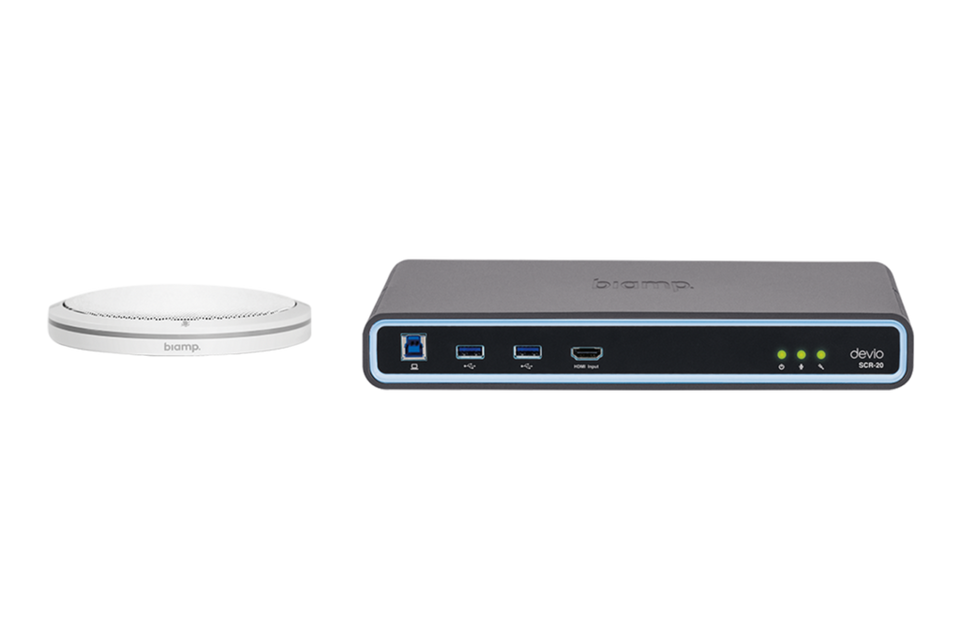 Biamp Devio SCR-20TX Conferencing Hub and Microphone Bundle | White