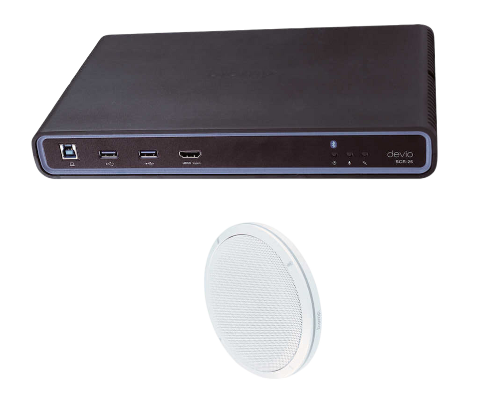Biamp Devio SCR-25CX Conferencing Hub and Microphone Bundle | White