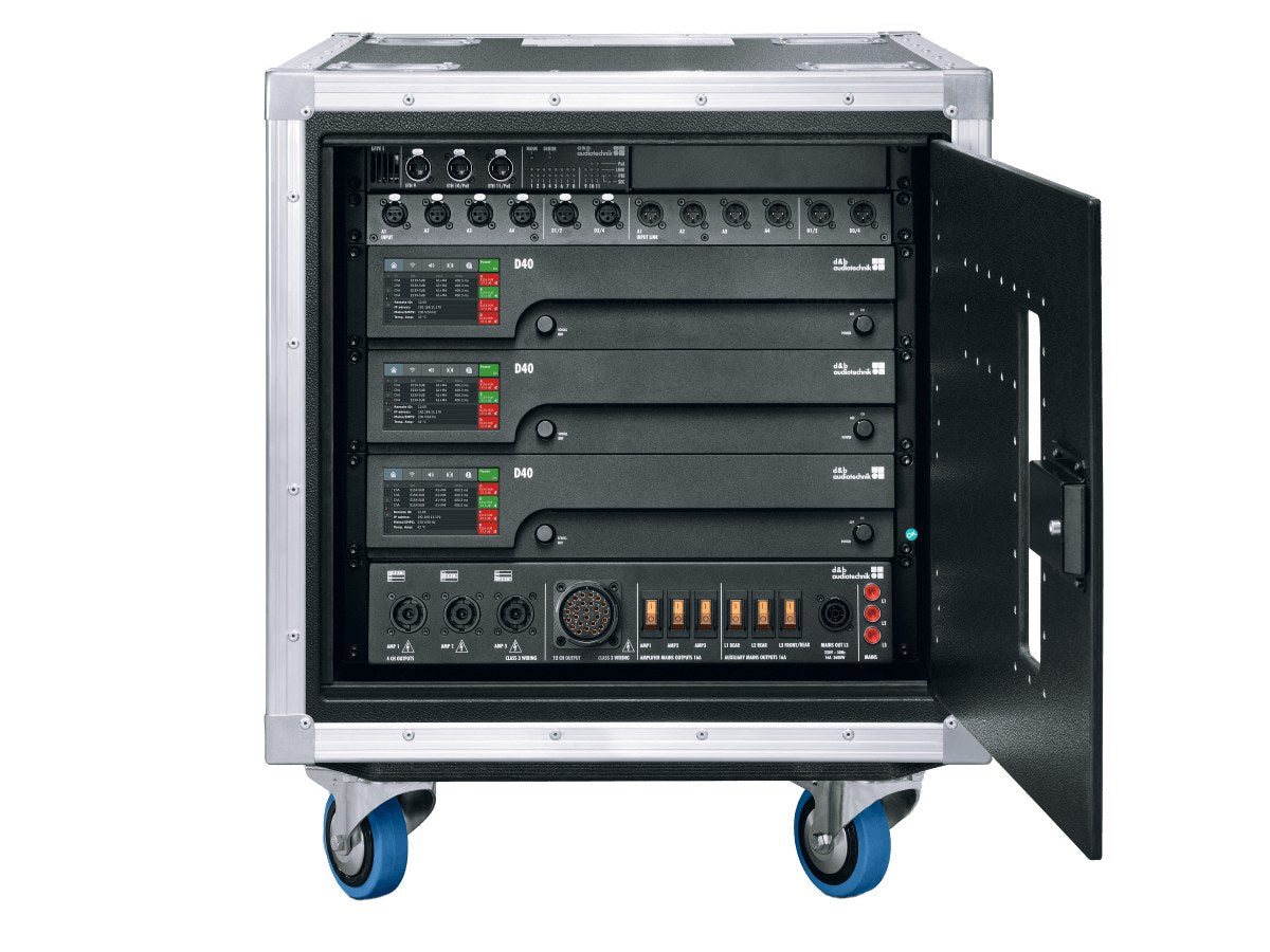 d&b audiotechnik touring rack with three D40 amplifiers