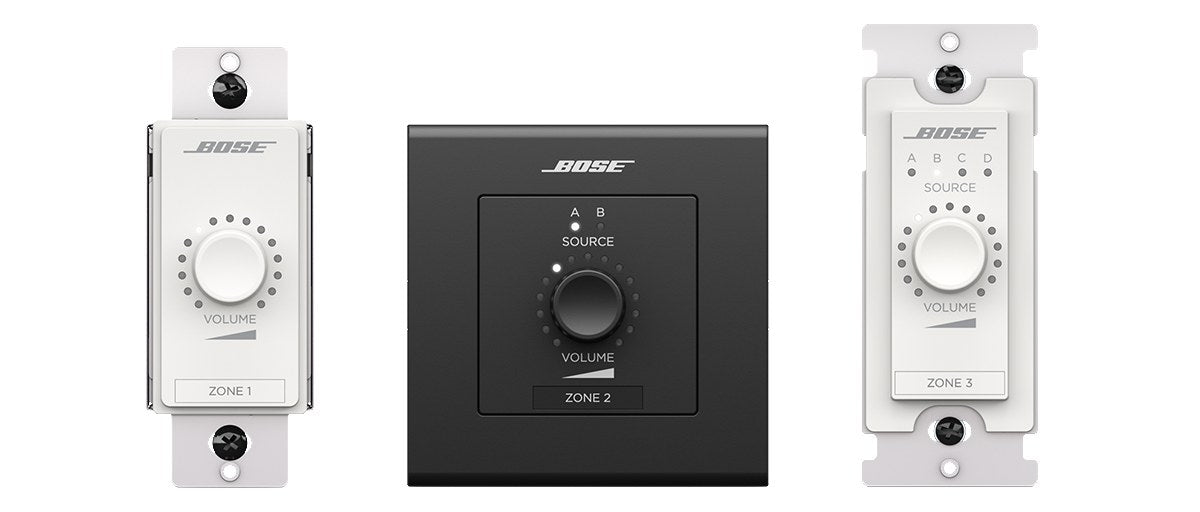 Bose ControlCenter CC-1D, CC-2D and CC-3D digital zone controllers in white and black