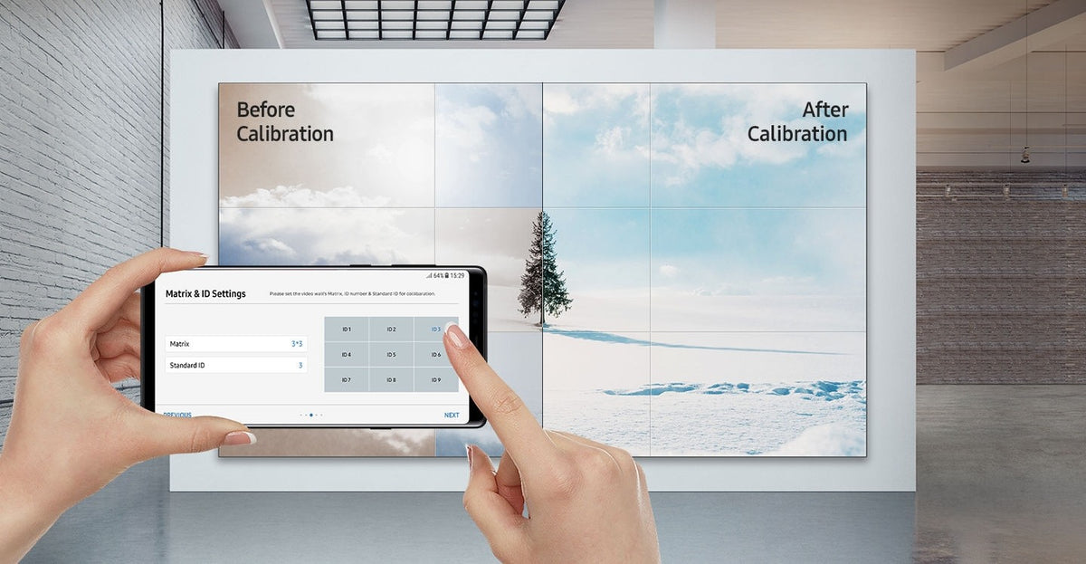 Calibrating a Samsung video wall with the Color Expert Pro Mobile app on a phone