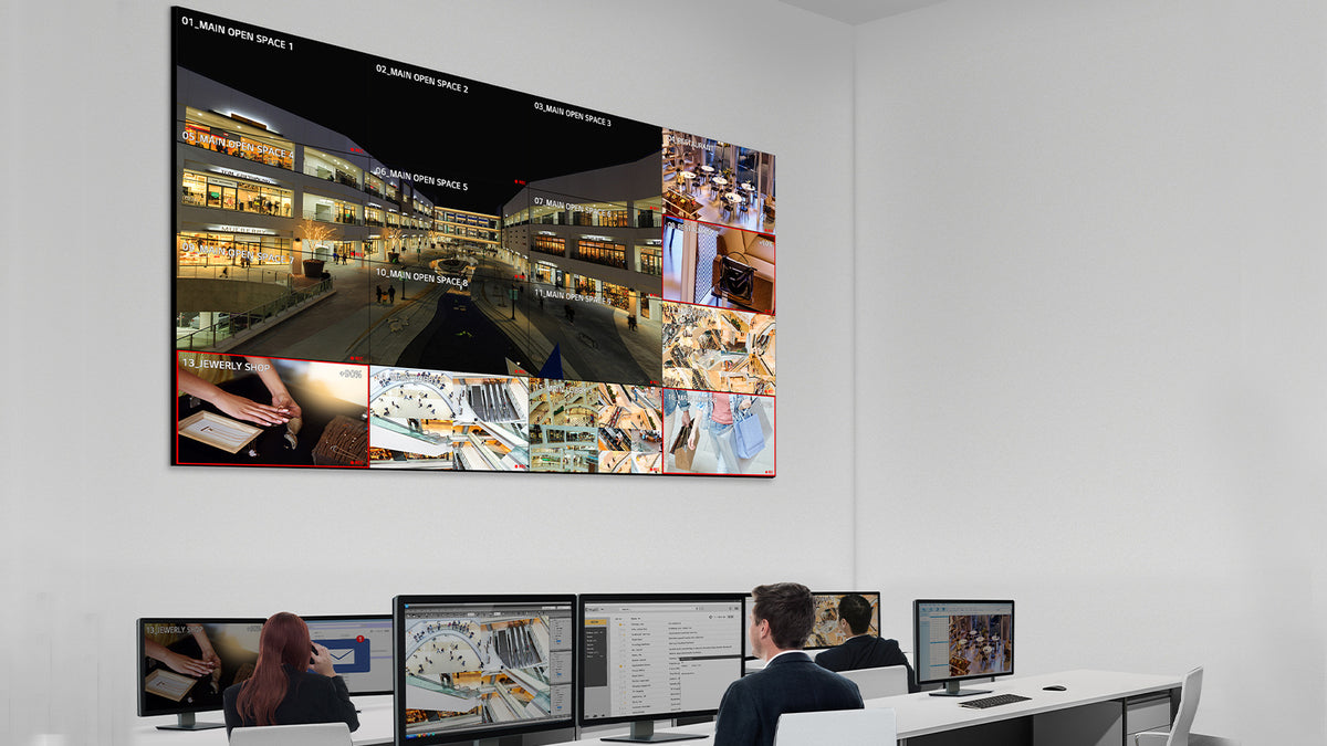 LG video wall showing CCTV feeds in a security control room