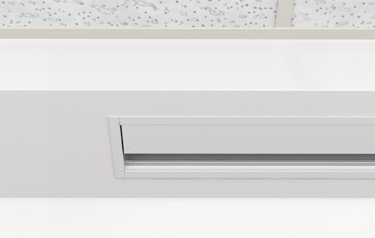 Da-Lite screen case recessed in a ceiling with the screen rolled up