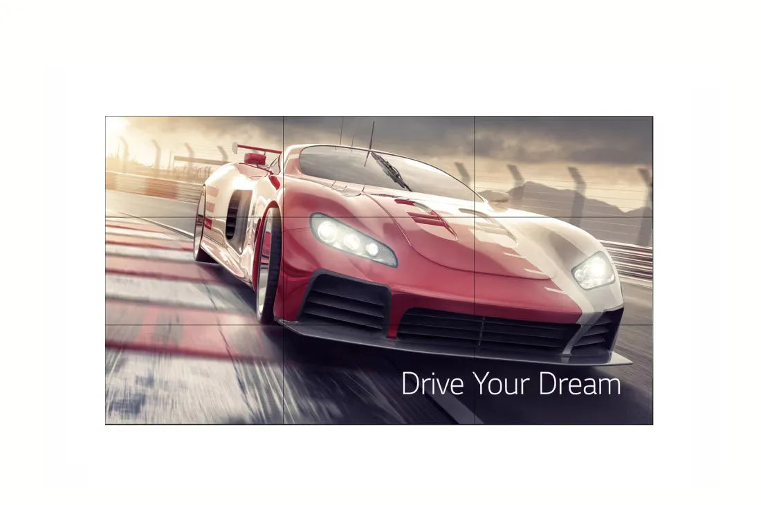 55” Video Wall Display showcasing sleek sports car design