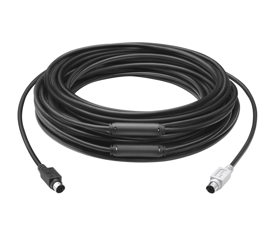 Logitech GROUP 15m Extended Cable: Plenum-Rated DIN Cable for Large Rooms