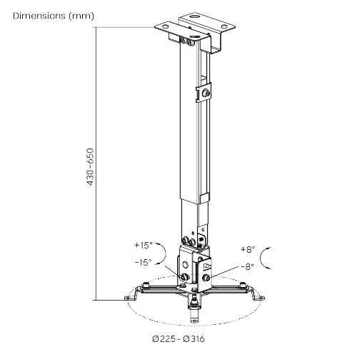VSYS VPM-2G Universal Projector Ceiling Mount