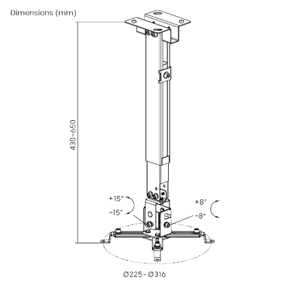 VSYS VPM-2G Universal Projector Ceiling Mount