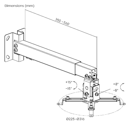 VSYS VPM-2G Universal Projector Ceiling Mount