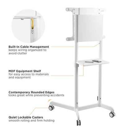 VSYS VTLS11-46TW cable management, MDF shelf, and lockable caster features