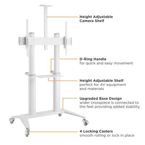 VSYS VTLX12-610TW: Ultra-Premium Aluminum Mobile Cart for Large-Format & Interactive Displays
